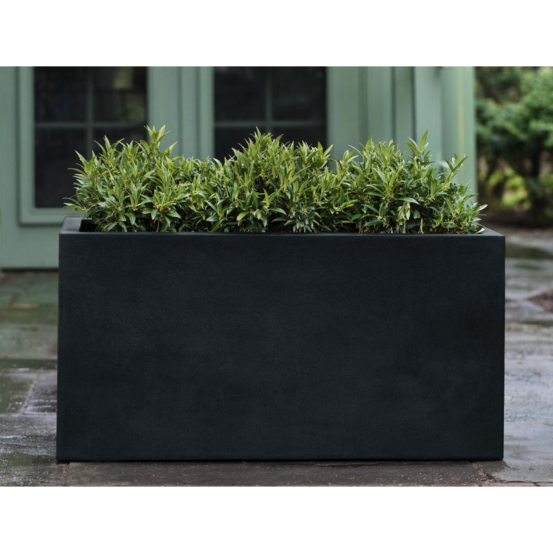 Sandal Handmade Planter Box, Onyx Black Lite, 24" H x 47.25" W x 24" D