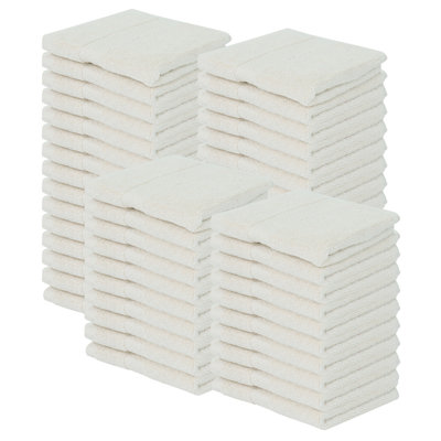 Ensemble de débarbouillettes 100% coton Splash Splash, débarbouillettes et débarbouillettes en coton doux absorbant 550 g / m² pour salle de bain, spa et usage quotidien, certifié OEKO-TEX, paquet de 50, ivoire