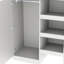 Lit mezzanine double en gris avec garde-robe intégrée, bureau et rangement - Bureau pratique en bois, tablettes et tiroirs