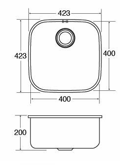 42cm x 42cm Single Bowl Undermount Kitchen Sink