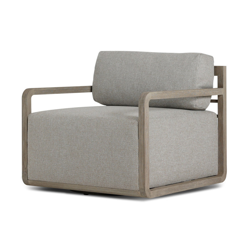 Stroud Outdoor Teak Swivel Lounge Chair, Hayes Fog