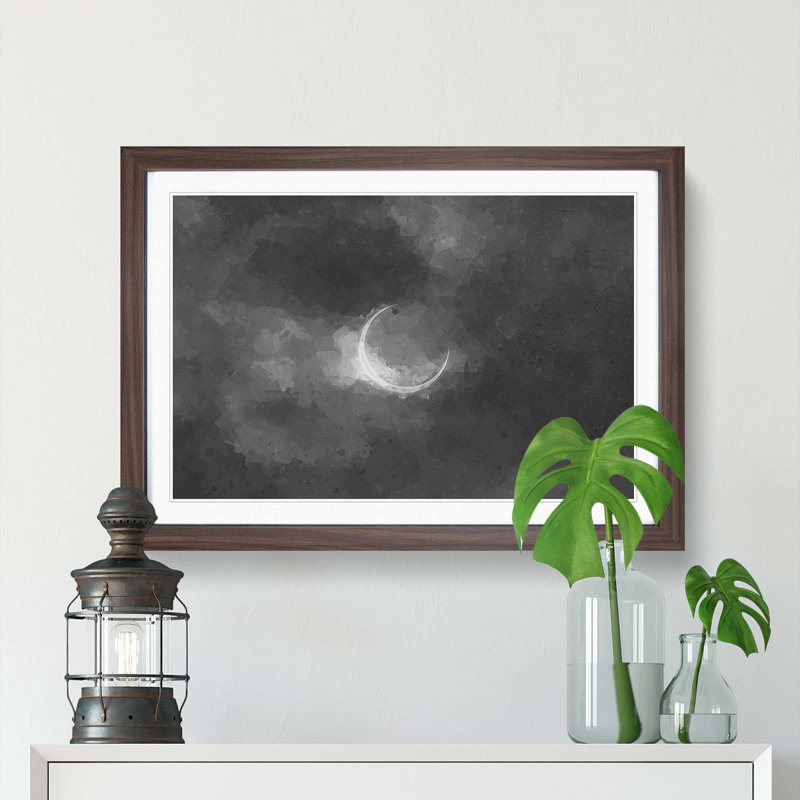 Eclipse of the Moon - Picture Frame Graphic Art Print, 62cm H x 87cm W x 2cm D, Walnut Framed