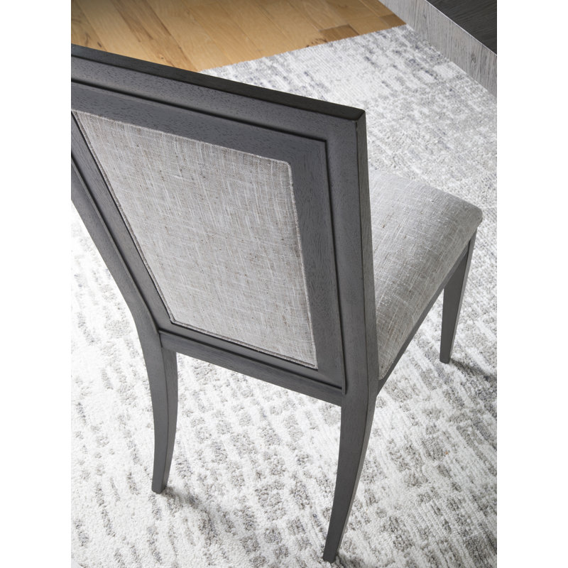 Transitional Linen Upholstered Side Chair in Medium Gray