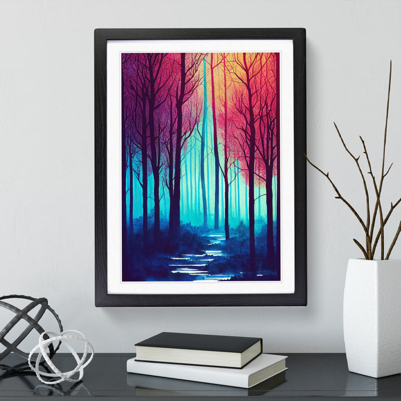 Bright Forest - Single Picture Frame Print, 46cm H x 34cm W x 2cm D, Black