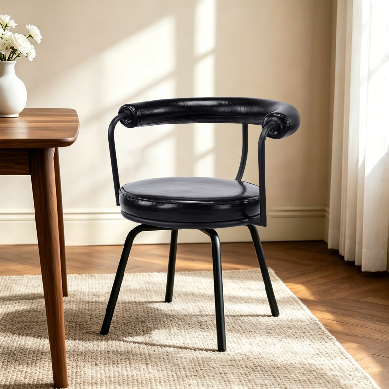 Chaise pivotante rembourrée en polyuréthane Abisan Bauhaus, Noir