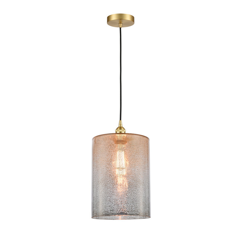 Luminaire suspendu cylindrique à 1 lumière Malcolm, H 15,75 po x l 9 po x P 9 po, Or satiné, Mercurisé