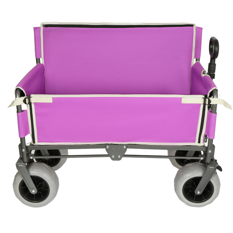 Chariot pliant 3 en 1 avec siège de banc - capacité de 500 lb, roues tout-terrain de 9 po x 4 po, structure en acier robuste pour le camping, la plage et l'extérieur