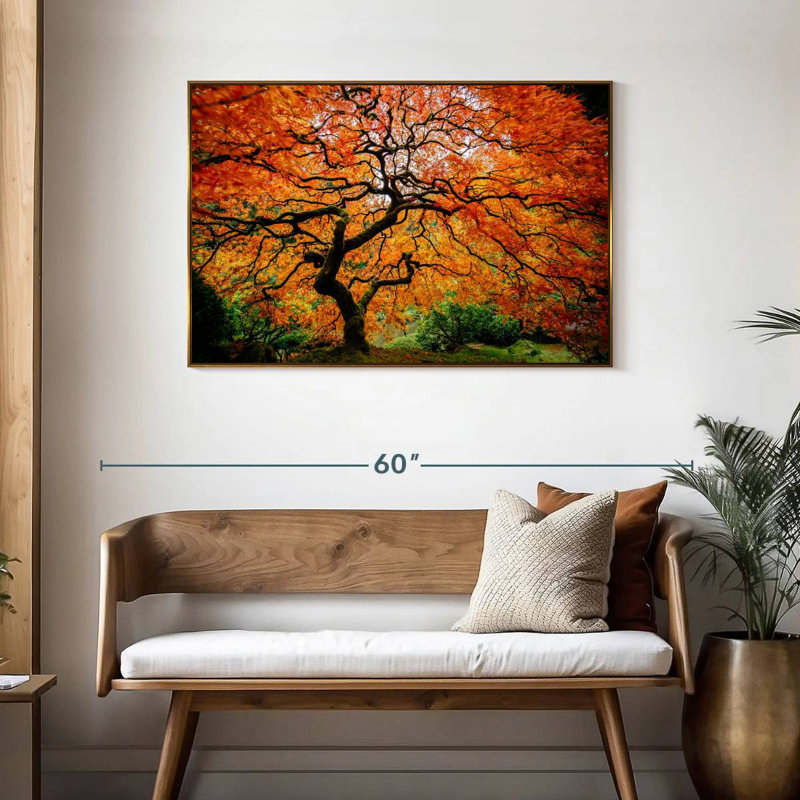 Automne érable japonais, Cadre flottant doré, 43 po x 29 po