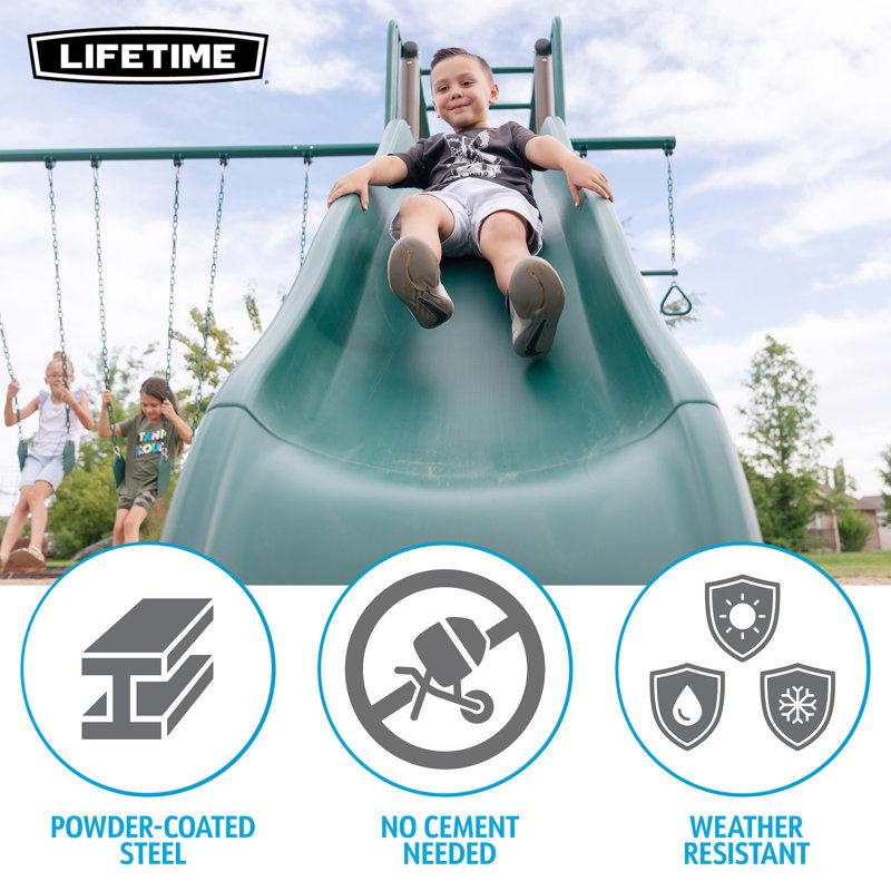 Lifetime Galvanised Steel Swing Set with 3 Swing(s) , 1 Slide(s)