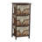Jhavon 3 Drawer Wooden Cabinet with Wicker Storage Baskets and Brown Bear Design for Home Organization