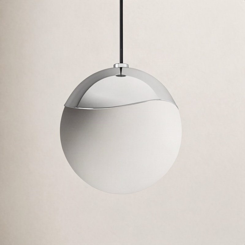 Taza 1 - Light Single Pendant, Polished Nickel, 8" H x 7.5" W x 7.5" D