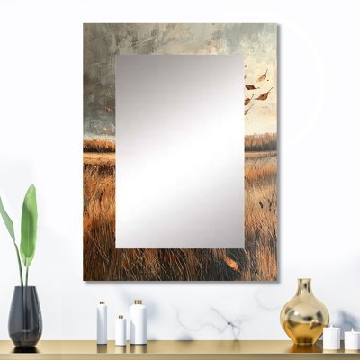 Windy Prairie Leaves In The American Prairies II - Leaves, miroir mural unique, miroir traditionnel, impression sur métal