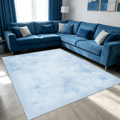 Tapis bleu clair 1 PC, tapis décoratif polyvalent élégant, facile à nettoyer et à entretenir, pièce de mobilier idéale pour la chambre à coucher, le salon, le couloir, le vestibule, le dortoir et le bureau afin de rafraîchir l'ambiance intérieure de votre maison