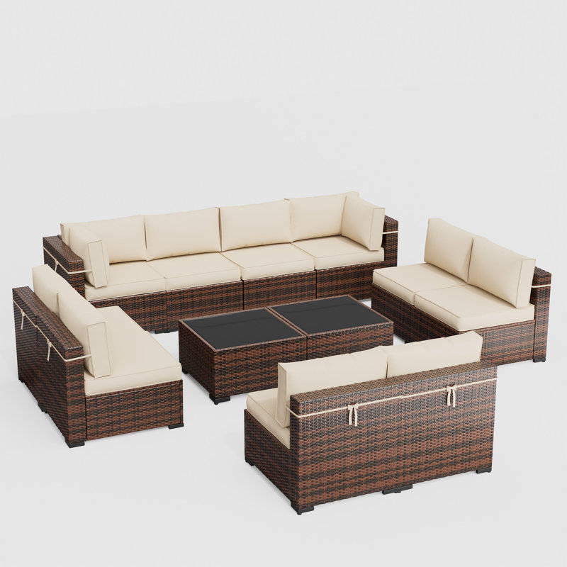 Ensemble de conversation pour 10 personnes avec coussins, Blanc
