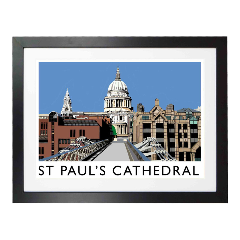 St Pauls Cathedral 1 Piece Wall Art, 33.5 cm H x 43.5 cm W x 2.2 cm D, Black Wood Frame