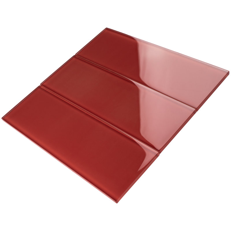 Carreau de mosaïque en verre Crystile 4 po x 12 po, Rouge