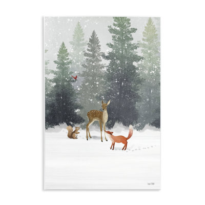 Winter Season Forest Animals Fox Deer Squirrel by House Fenway - Graphic Art Print