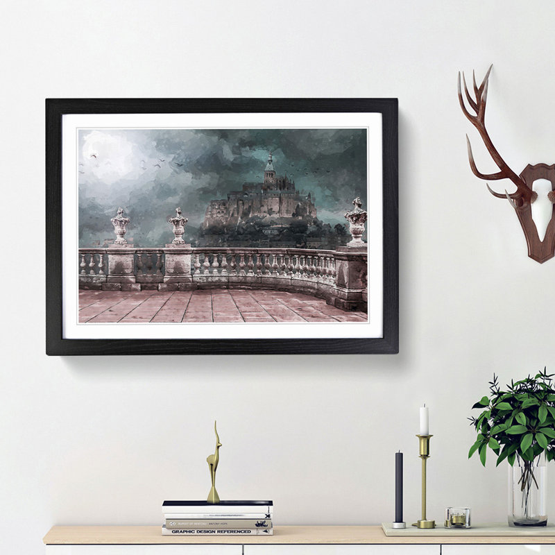 Mont St. Michel in Normandy France - Picture Frame Graphic Art Print, Black Framed, 48cm H x 65cm W x 2cm D