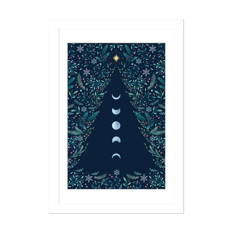 Arbre de Noël Luna - reproduction d'art murale - papier d'art encadré, H 32 po x l 24 po, Blanc