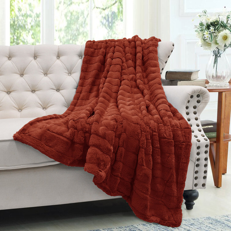 Knitted Throw Blanket, 127cm W x 152.4cm L, Umber