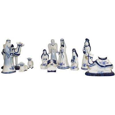 Ensemble de crèche 11 pièces bleu faïence