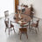 Modern Nut-Brown Round Solid Wood Dining Table-2034730162