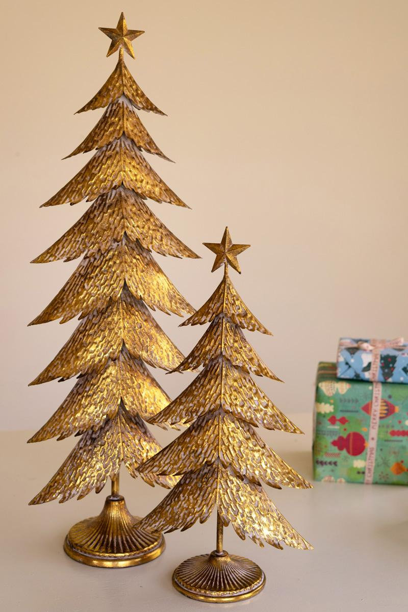 SET OF TWO ANTIQUE GOLD CHRISTMAS TREES