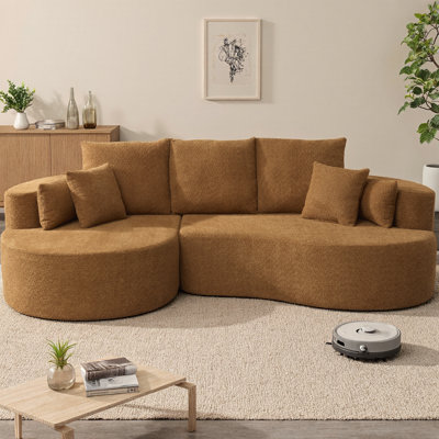 Canapé modulaire courbé 106 "avec méridienne 106", canapé 2 pièces sans assemblage requis avec 7 coussins, canapé en mousse très élastique pour le salon et la chambre à coucher