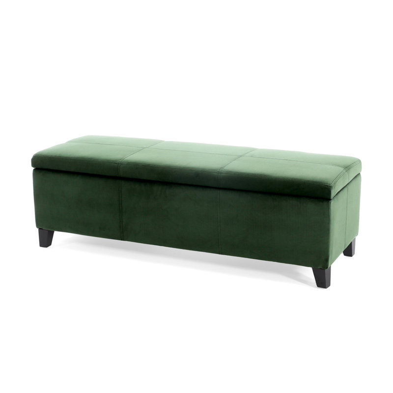 Banc de rangement/repose-pieds rembourré moderne Denali | Conception minimaliste avec rangement dissimulé et charnières à fermeture en douceur