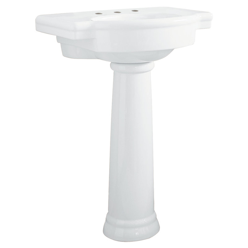 Lavabo de salle de bain piédestal en céramique blanc avec trop-plein 28,26 po Retrospect