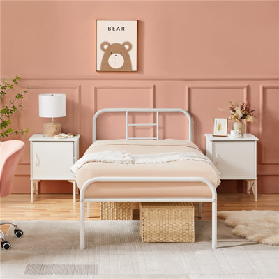 Metal-Framed Bed with High Headboard