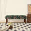 Fauteuil de style européen avec banquette capitonnée à motifs floraux et pieds en bois tourné, vert-1389082875