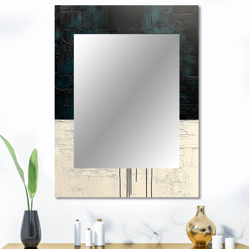 Gold And Black Moon Boundless Reverie II - Modern Decorative Mirror, Black Large Wall Mirror, Printed Metal Art, 40" x 30"