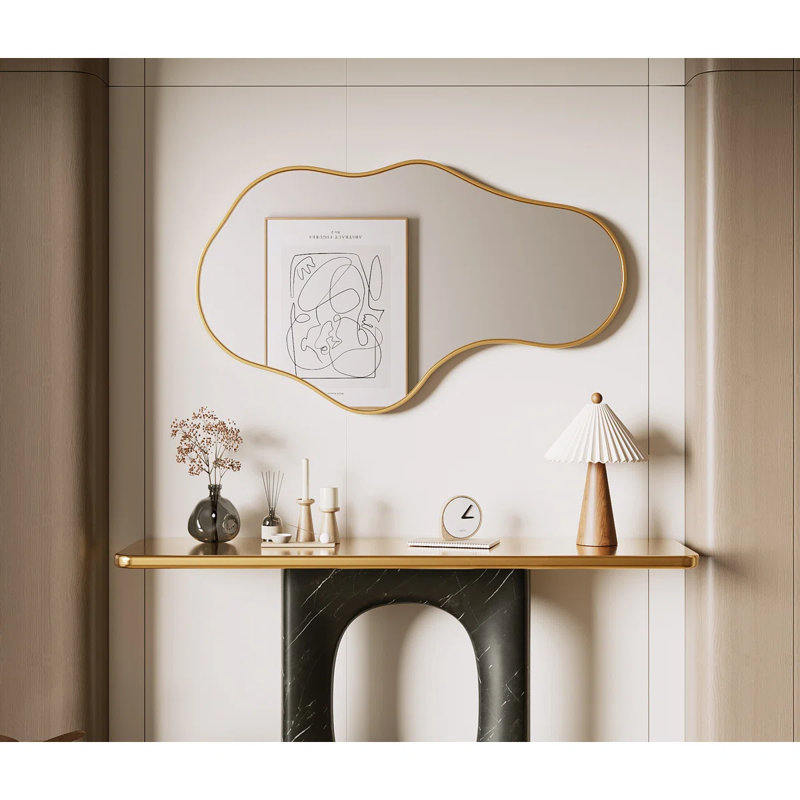 Irregular Unique Shaped Wall Mirror, Asymmetrical Mirrors, Cloud Mirror, Wavy Mirror, Morden Wavy Wall Mirror For Entryway Living Room Bedroom Bathroom