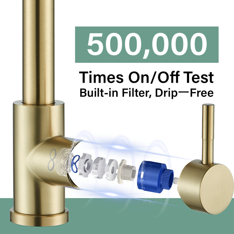 AlenArtWater Pull Out Kitchen Faucet, Brushed Gold