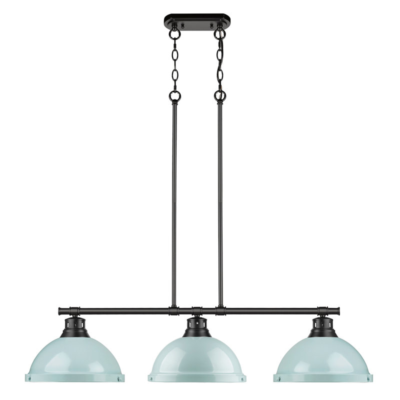 Luminaire suspendu en forme de dôme à 3 lumières pour îlot de cuisine Drakeford, Écume de mer, Black