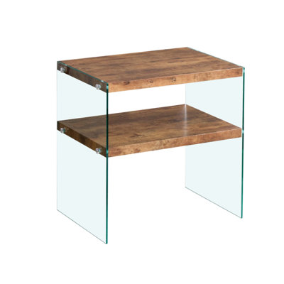 Table d'appoint polyvalente en verre trempé et MDF, idéale pour une utilisation intérieure et extérieure, multifonctionnelle et durable