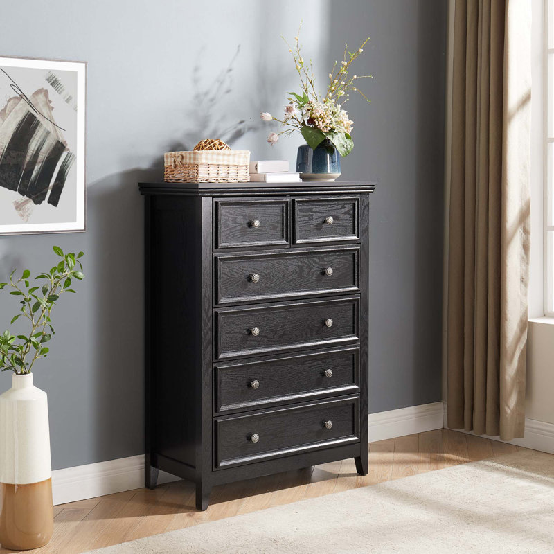 Commode 6 tiroirs Modern, commode 6 tiroirs, commode, Noir, noir, noir, noir