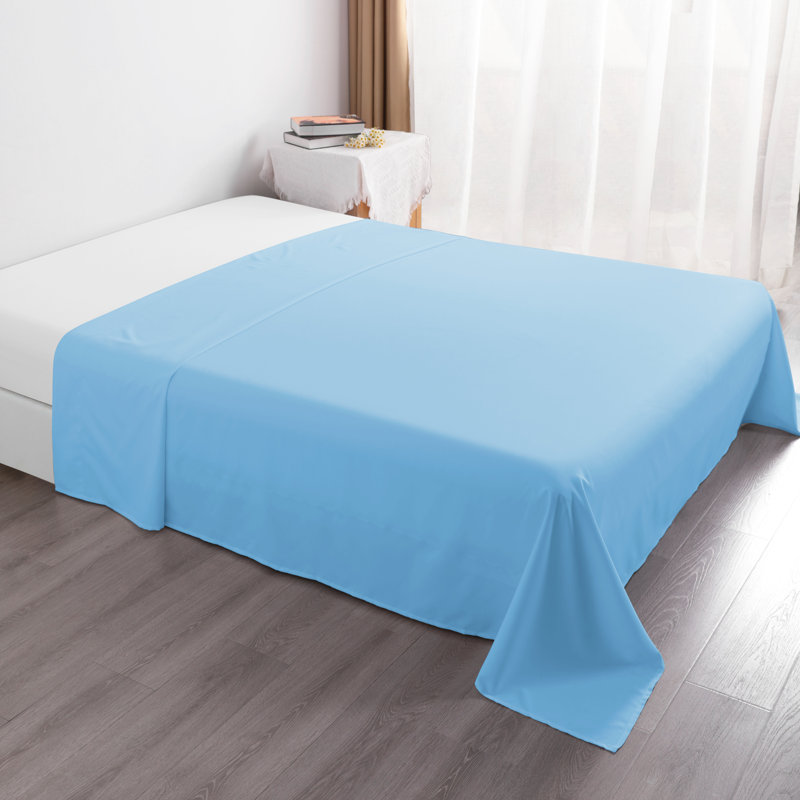 Drap plat en microfibre , Bleu ciel, Drap plat de taille double