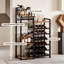 Wine Bottle & Glass Rack Black,Brown