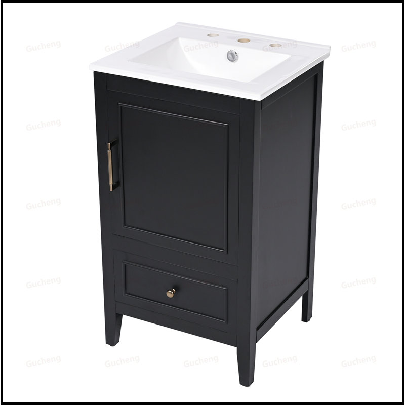 Meuble-lavabo de 20 po avec porte droite, Noir