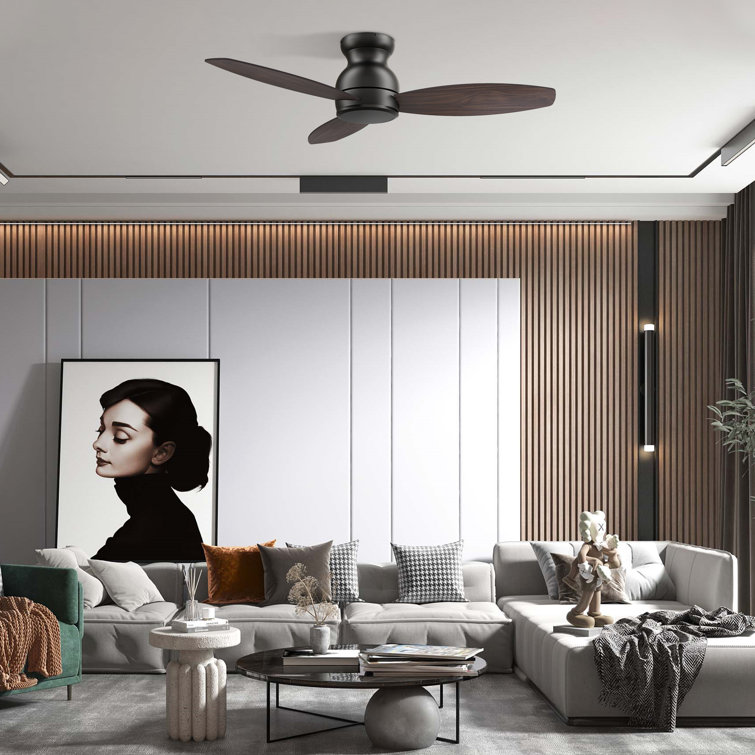 48'' DC Motor Flush-Mounted Ceiling Fan With Remote Control