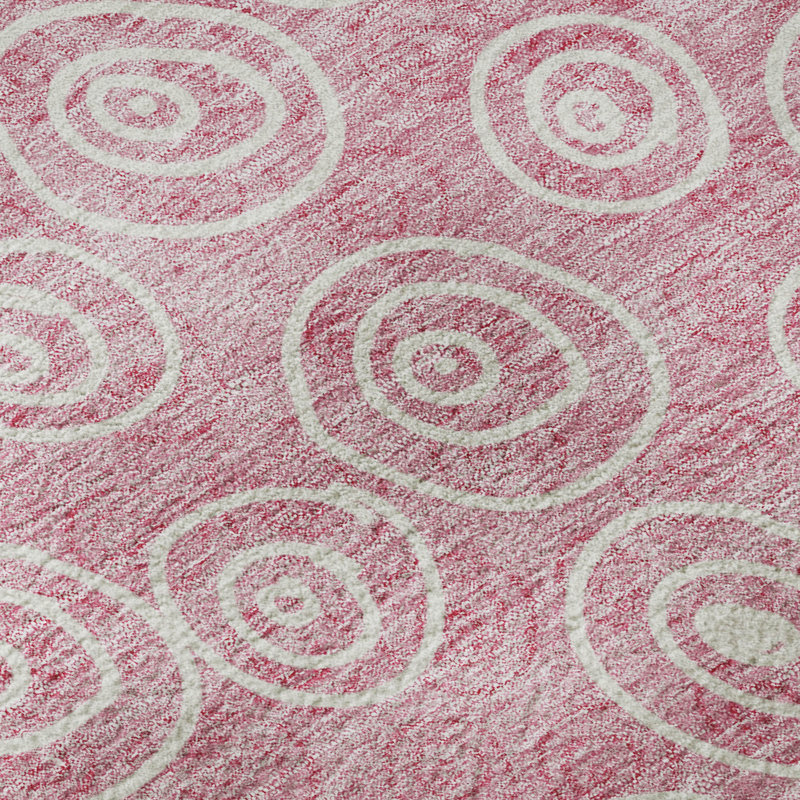 Premium Machine Washable Prisco Pink Rug, Rectangle 1'8" x 2'6"