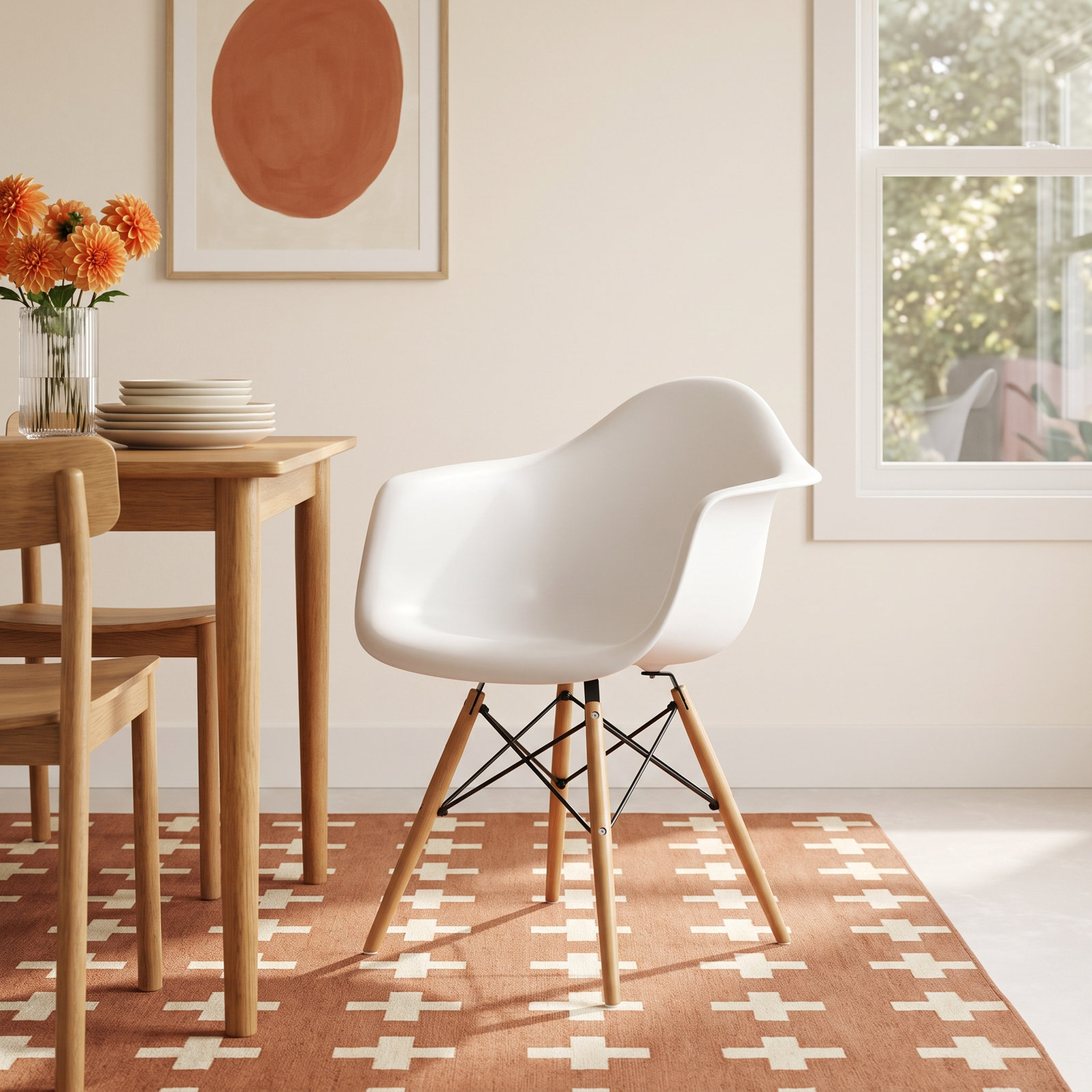 Jordan Armchair, White/Natural