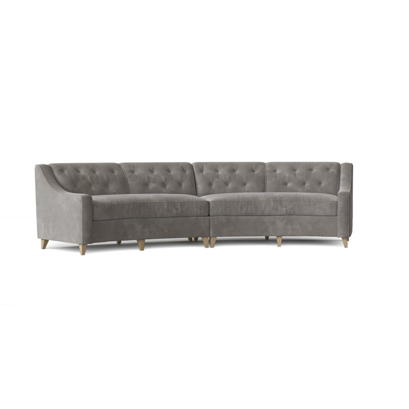 Charlotte Upholstered Curved Sectional Symmetrical, Lena Latte, Natural, Medium