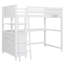 Lit mezzanine simple avec rangement et espace de travail - Bureau fonctionnel en bois massif blanc pour économiser de l'espace-2027106550