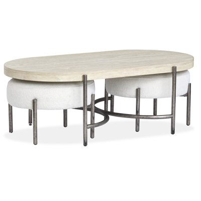 Table basse ovale avec 2 repose-pieds