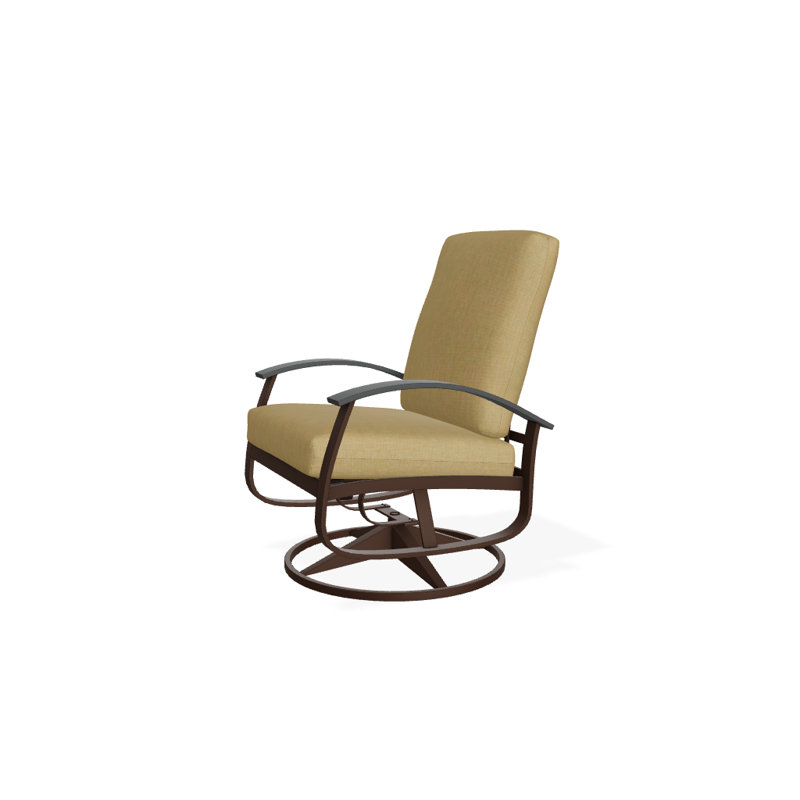 Askar Swivel Powder Coated Aluminum Outdoor Lounge Chair, Canvas Heather Beige Sunbrella® Canvas, Classic Graphite P30