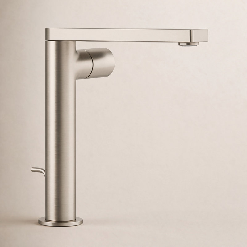 Single-Handle Bathroom Faucet with Drain Assembly, Brushed Nickel