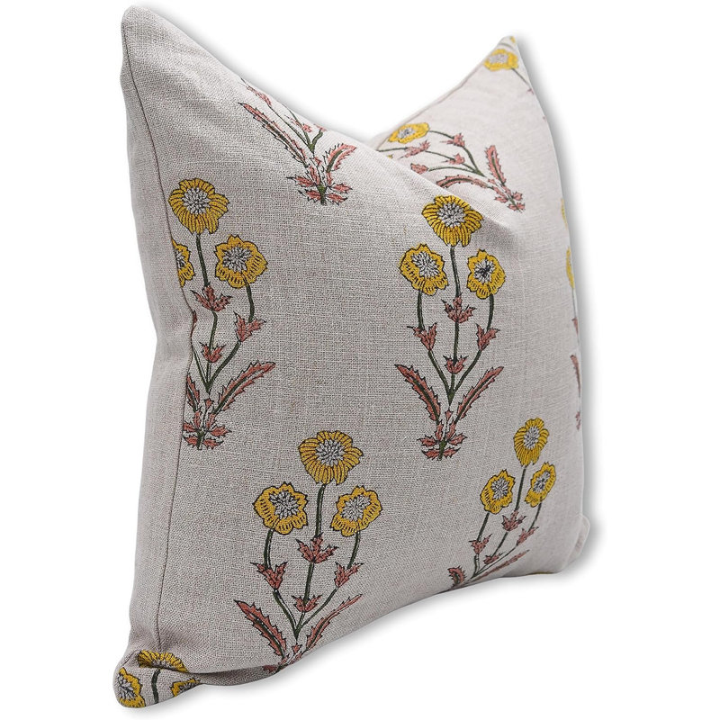 Housse de coussin en lin fabriquée à la main à motif de blocs Fab Fabine, 14 po x 20 po